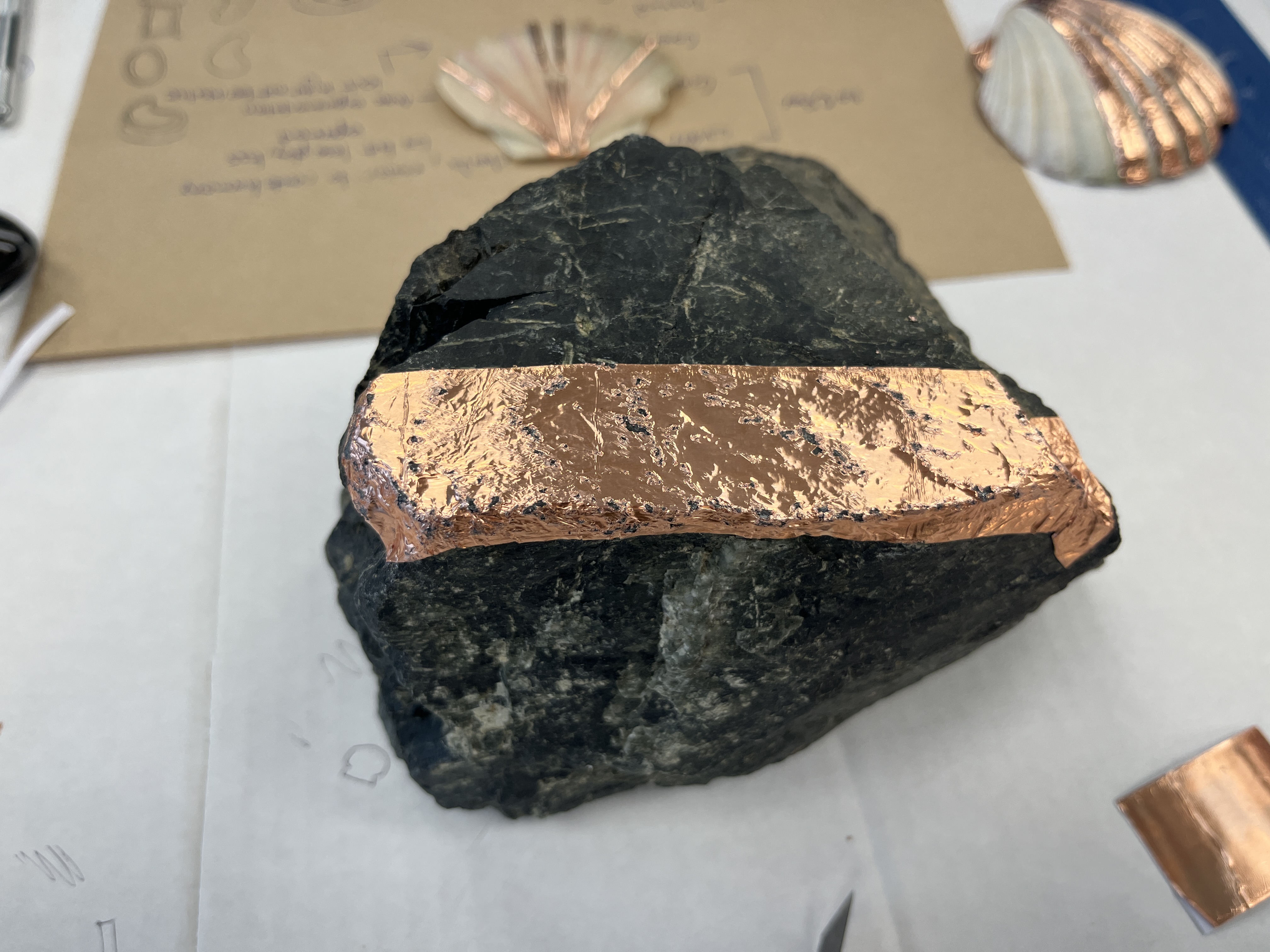 Rock with copper tape